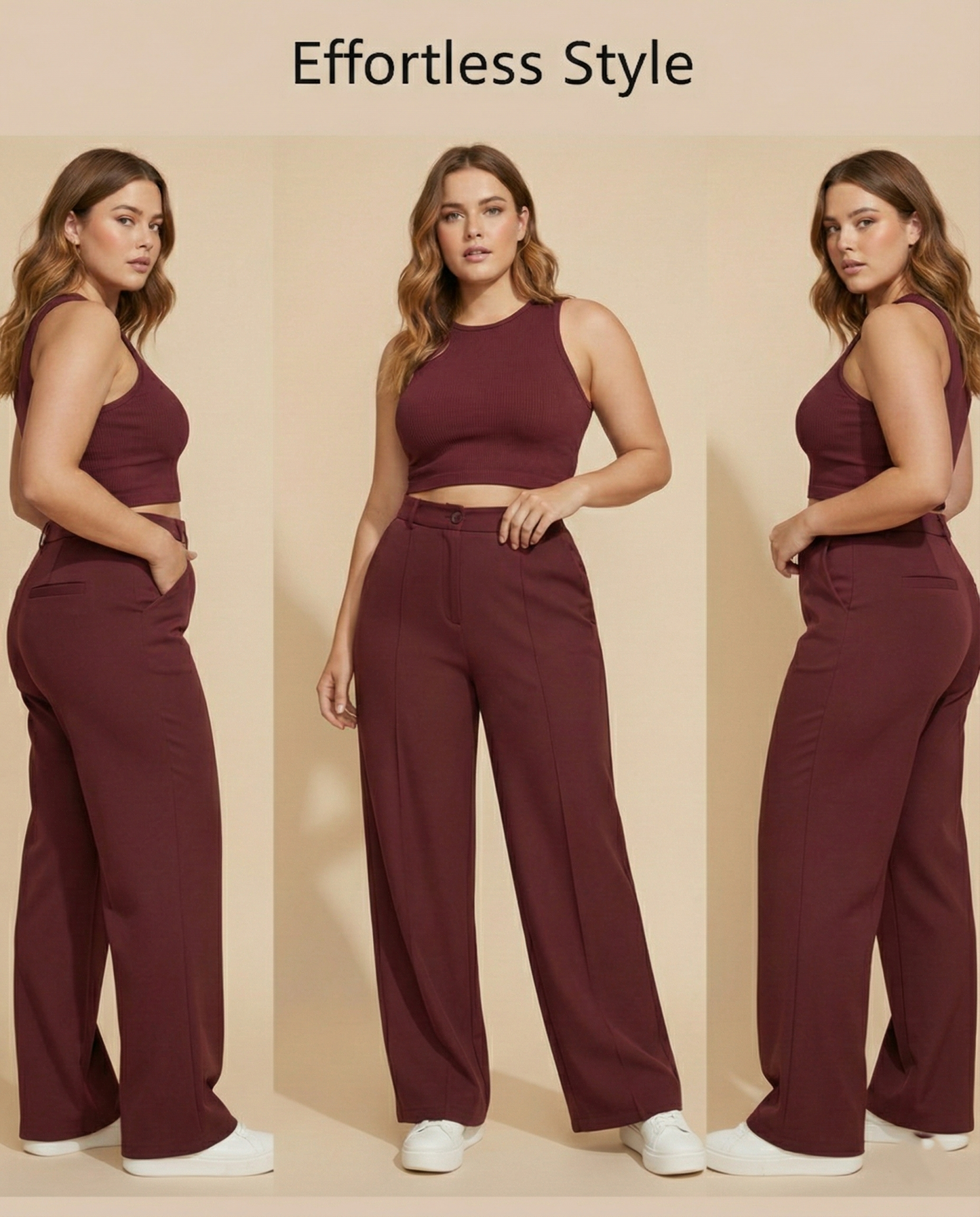 Panda Bee Premium Plicated Hem Comfortable formal Pants (Wine)