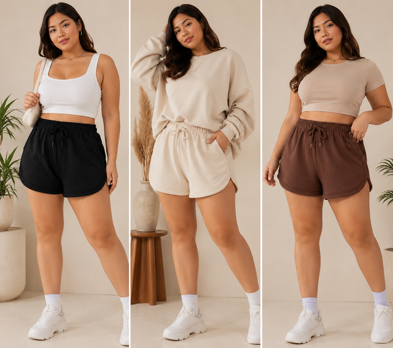 Pandabee Premium Plus Size Apple Cut Shorts for Women | Relaxed Fit Casual Shorts (Black)