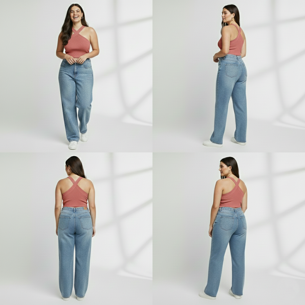 Premium Plus-Size Cross Halter Ribbed Top – Pink