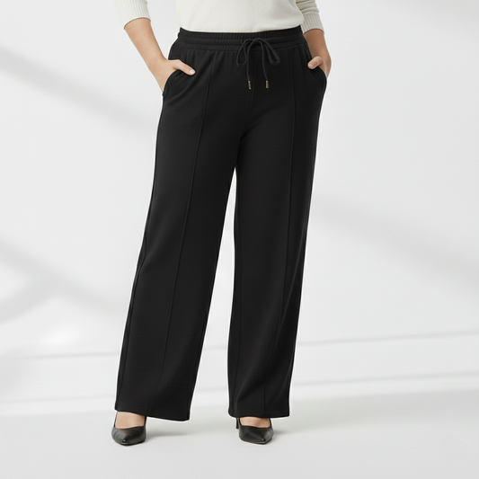 Panda Bee Premium Wide-Leg Outing tai-up pants (Black)