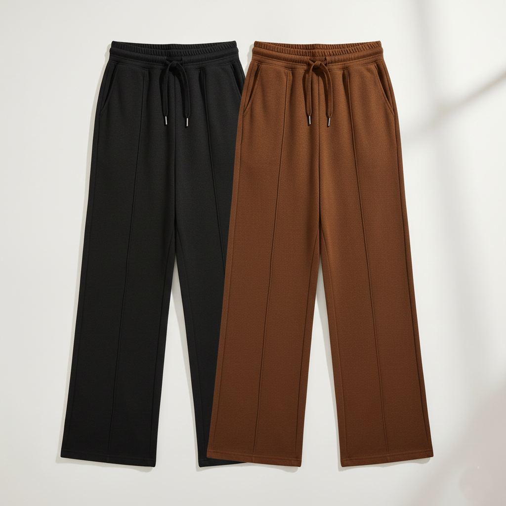 Save @200rs Combo Panda Bee Premium Wide-Leg Outing tai-up pants (Black & Brown)