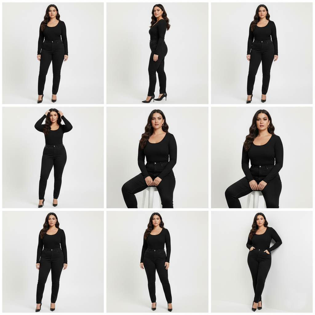 Curve Luxe plus size  Ribbed Scoop-Neck Long Sleeve Top – Black