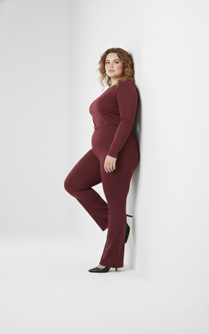 Pandabee SculptFit Flare Pants |Curve Luxe Flared Pants | Snatch Waist Flare Pant (Wine)