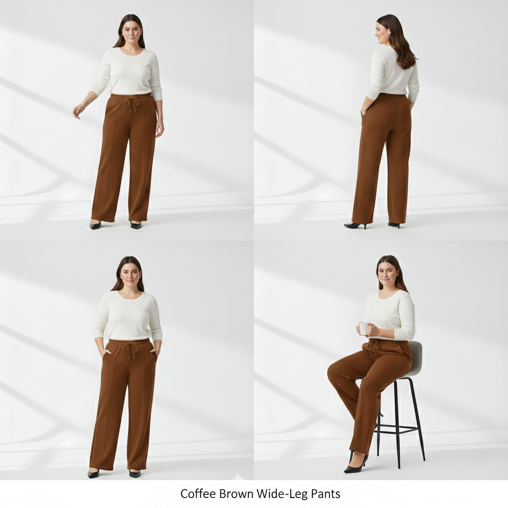 Panda Bee Premium Wide-Leg Outing tai-up pants (Brown)