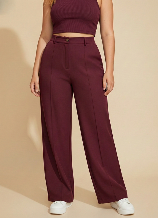Panda Bee Premium Plicated Hem Comfortable formal Pants (Wine)