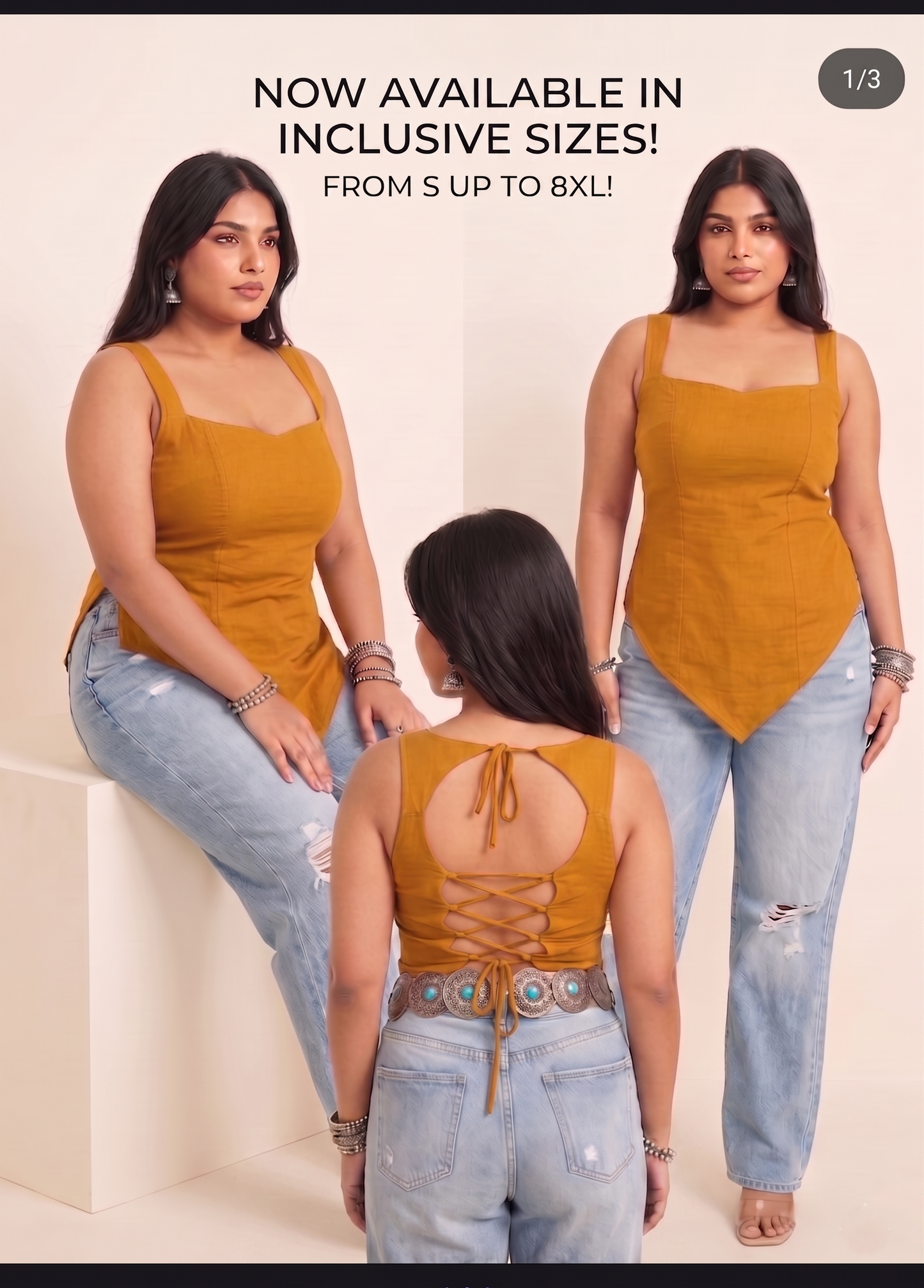 Panda Bee Premium Plus Size Stylish Kurti Top for Women | Trendy Lace-Up Back Ethnic Top | Sizes 2XL to 8XL (Yellow -- amber aura )