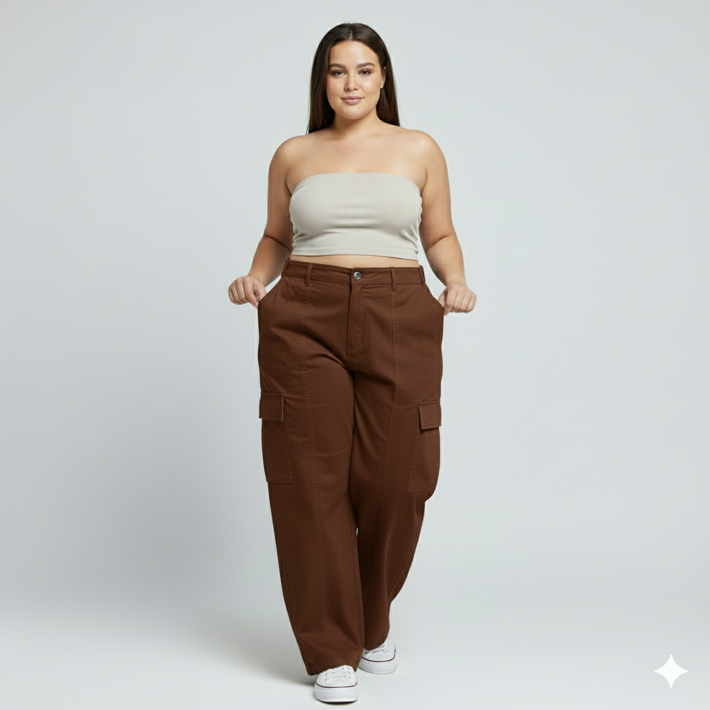 Panda Bee premium CozyFit Cargo Joggers (Rust Brown)