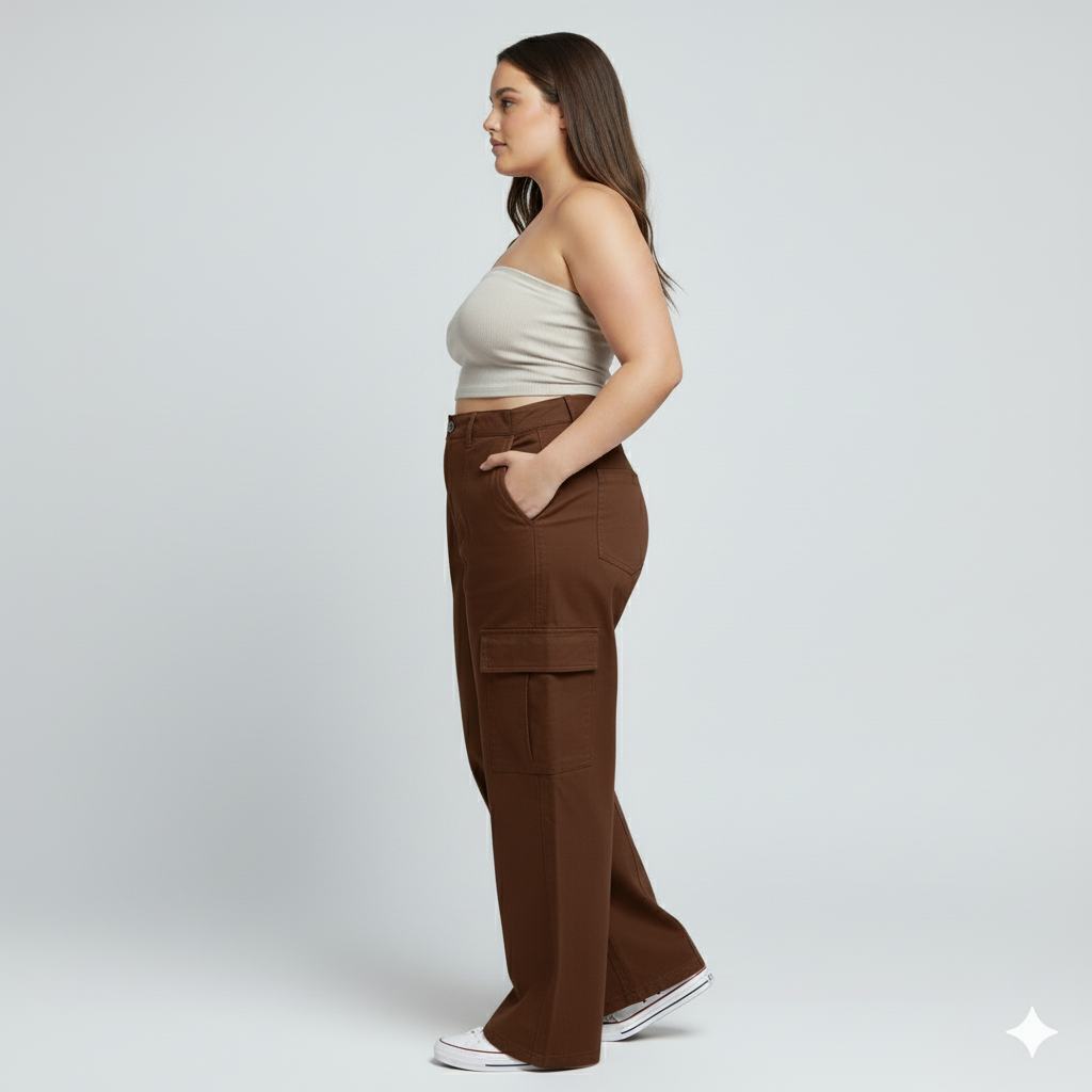 Panda Bee premium CozyFit Cargo Joggers (Rust Brown)