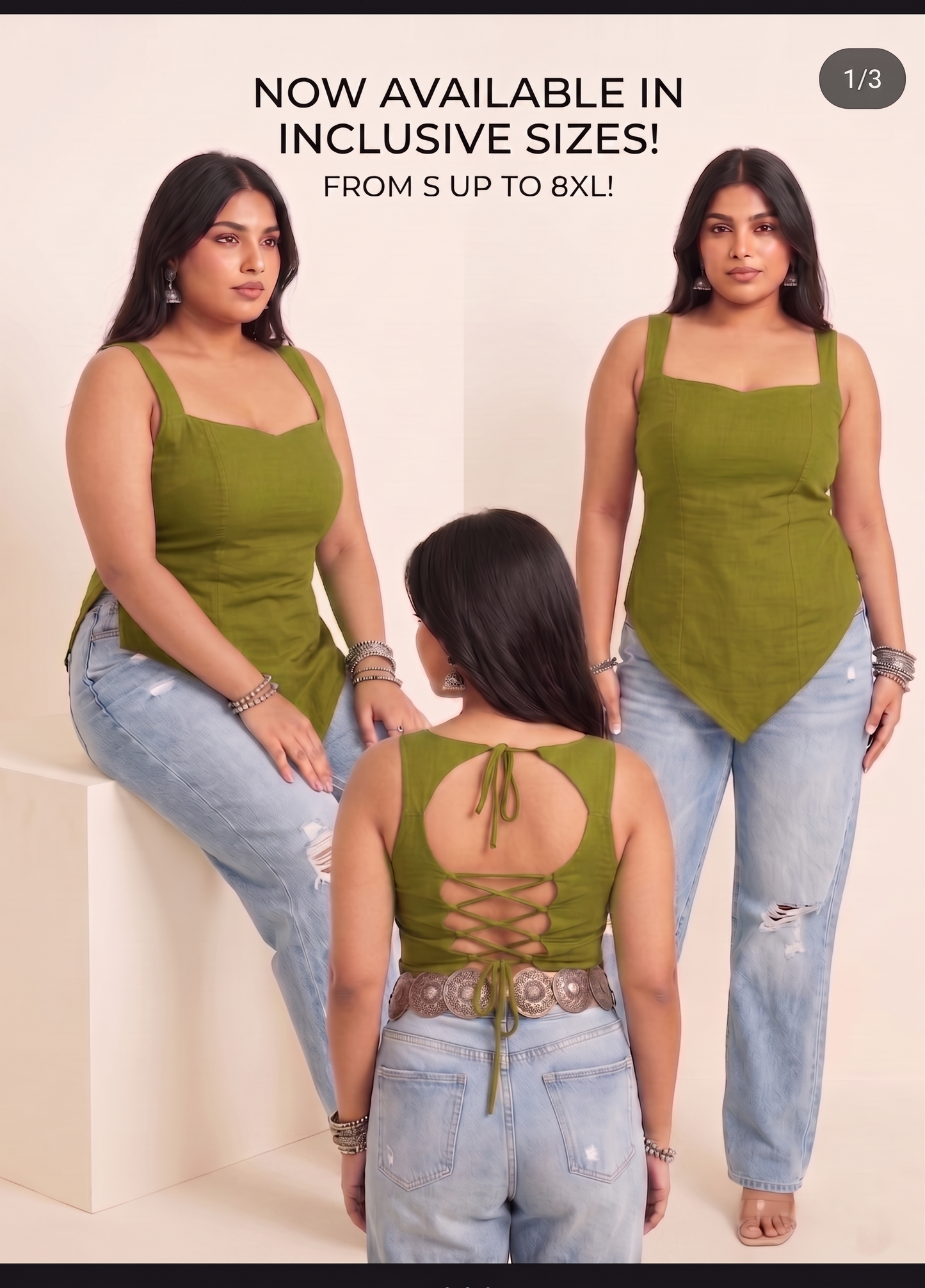 Panda Bee Premium Plus Size Stylish Kurti Top for Women | Trendy Lace-Up Back Ethnic Top | Sizes 2XL to 8XL (Avocado green -- mehfil)
