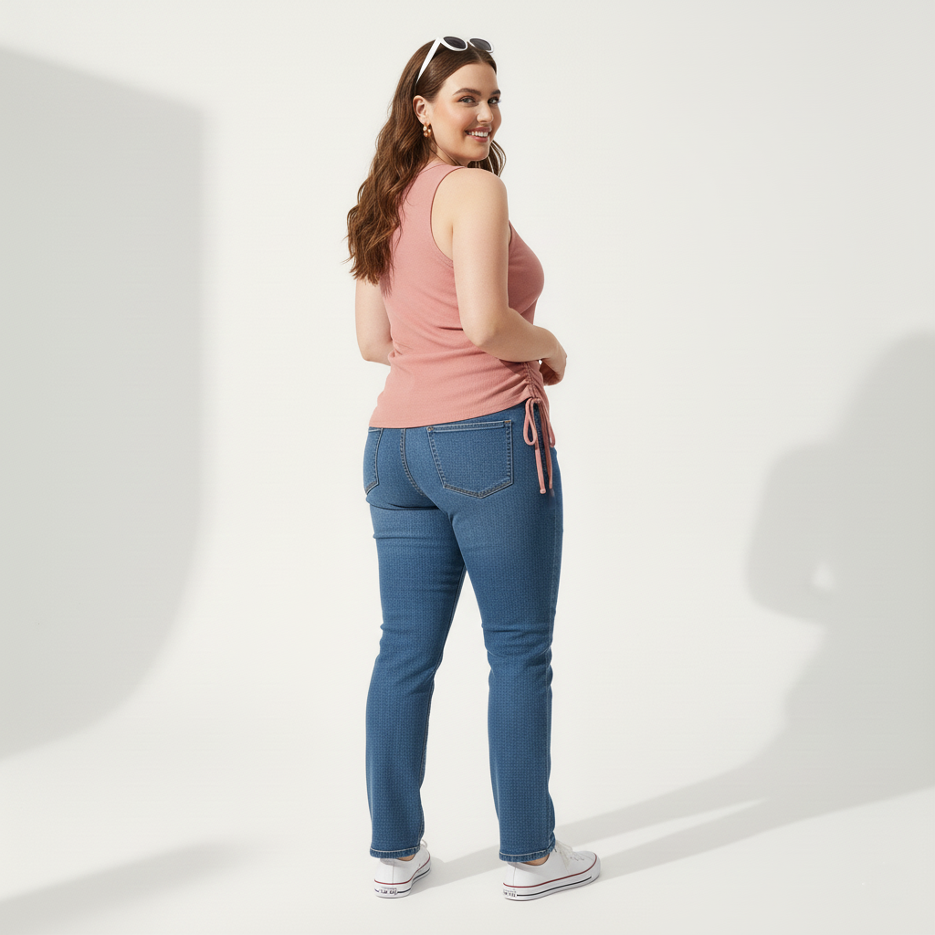Pandabee Premium Plus Size Adjustable Length Ruched Side Tie Tank Top – Pink
