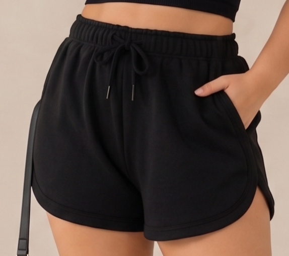Pandabee Premium Plus Size Apple Cut Shorts for Women | Relaxed Fit Casual Shorts (Black)